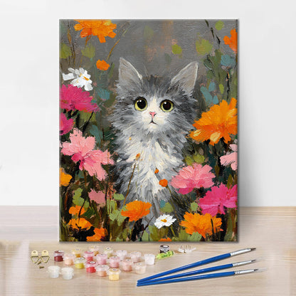 A cat among the flowers - Paint by Numbers