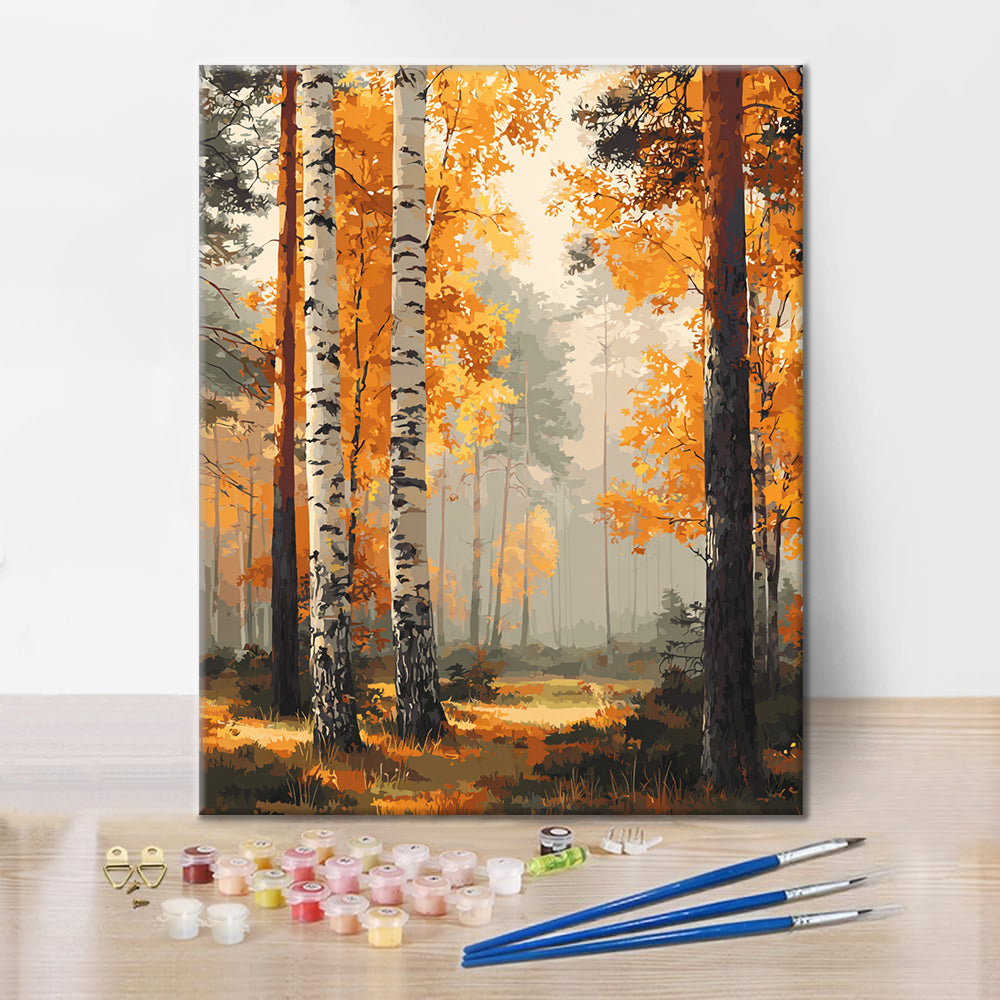 Autumn birch forest - Paint by Numbers