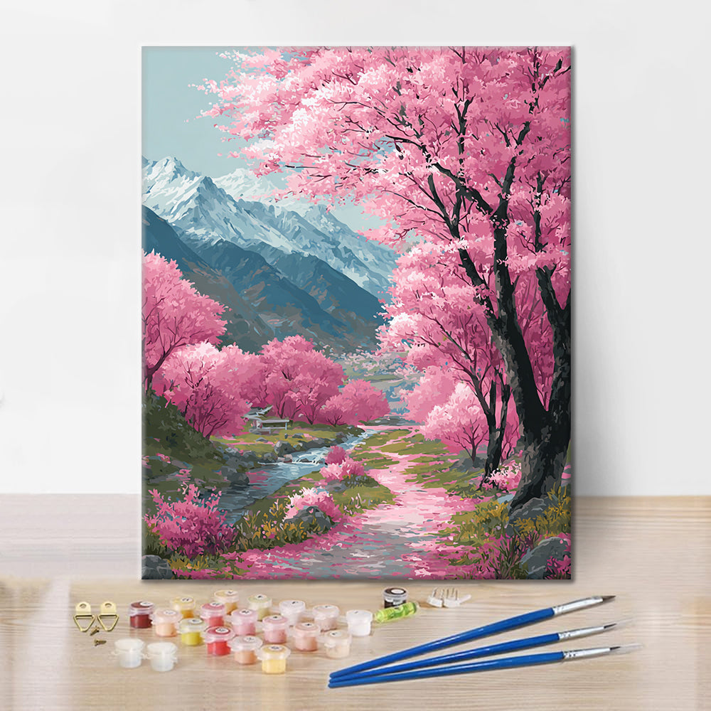 Cherry Blossom Path - Paint by Numbers