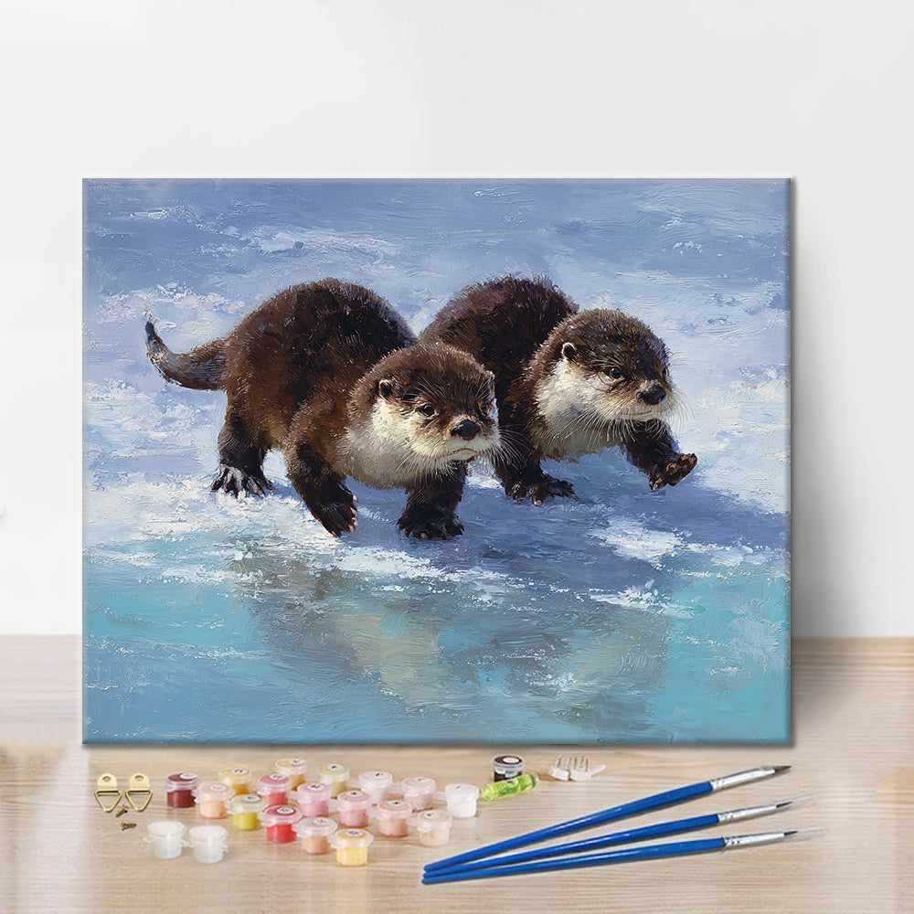Snowbound Otters - Paint by Numbers