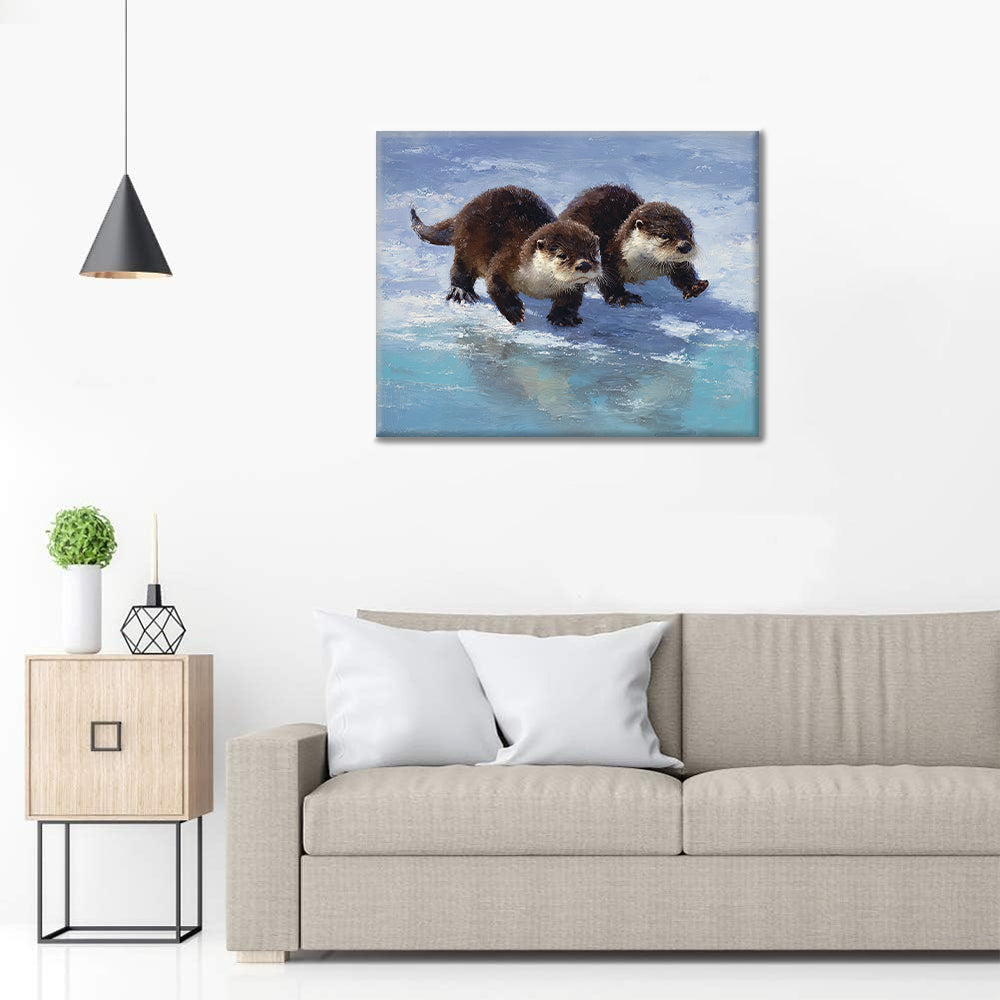 Snowbound Otters - Paint by Numbers