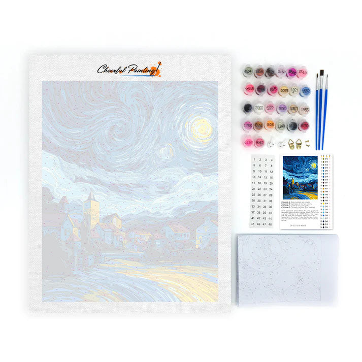 Starry Night Village - Paint by Numbers