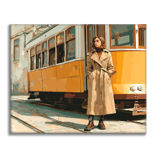 Woman by Tram - Paint by Numbers