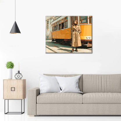 Woman by Tram - Paint by Numbers