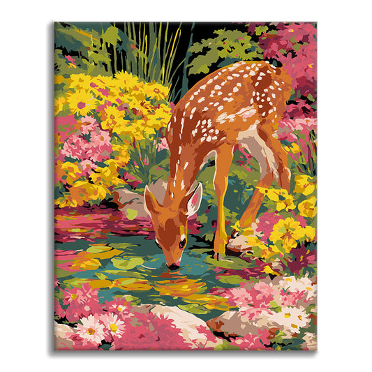 Sika deer drinking water - Paint by Numbers