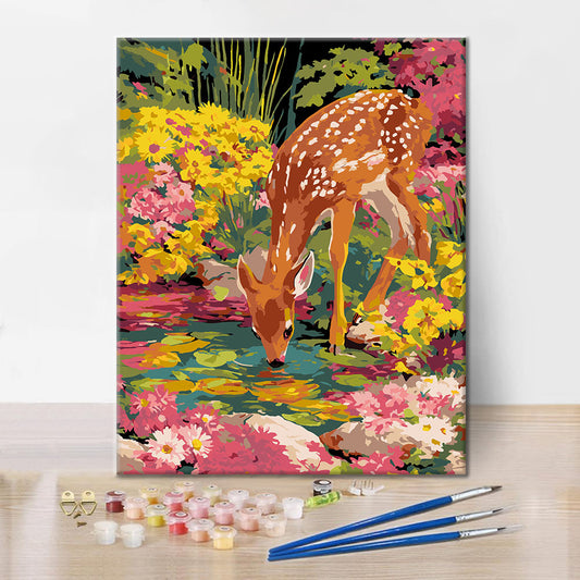 Sika deer drinking water - Paint by Numbers