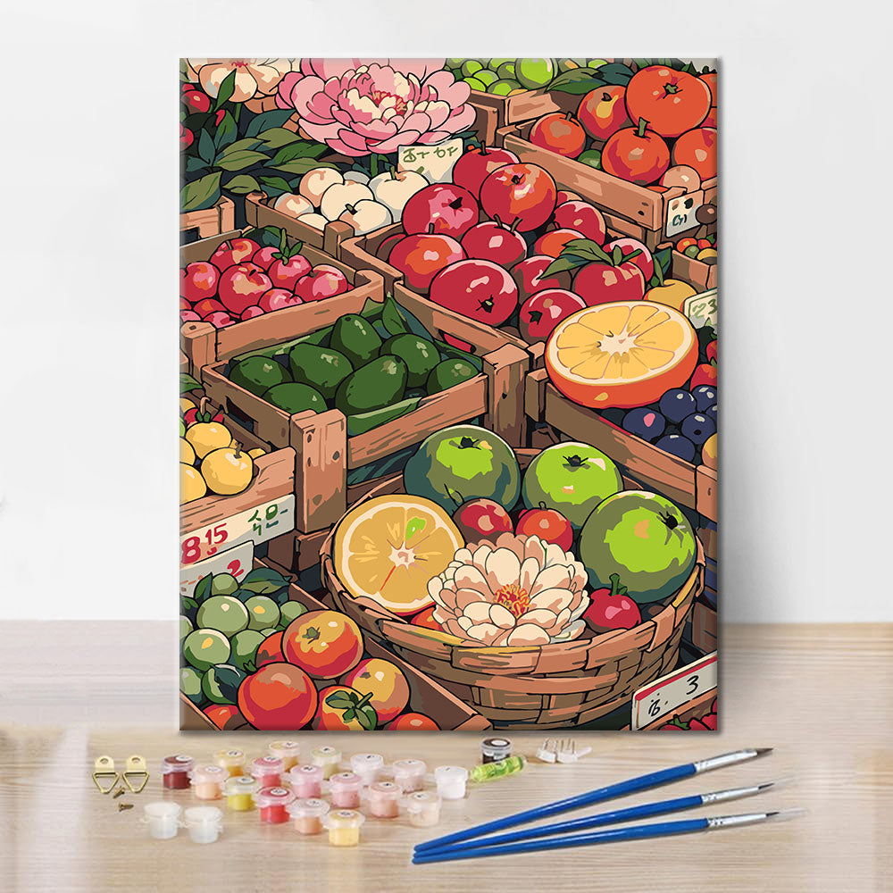 Sunny Street Market I - Paint by Numbers