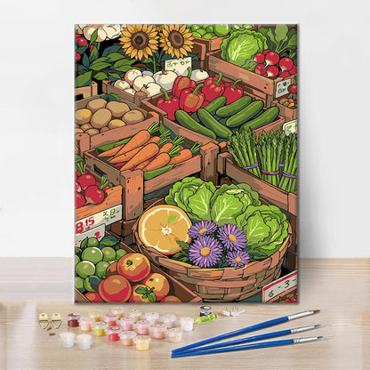 Sunny Street Market III - Paint by Numbers
