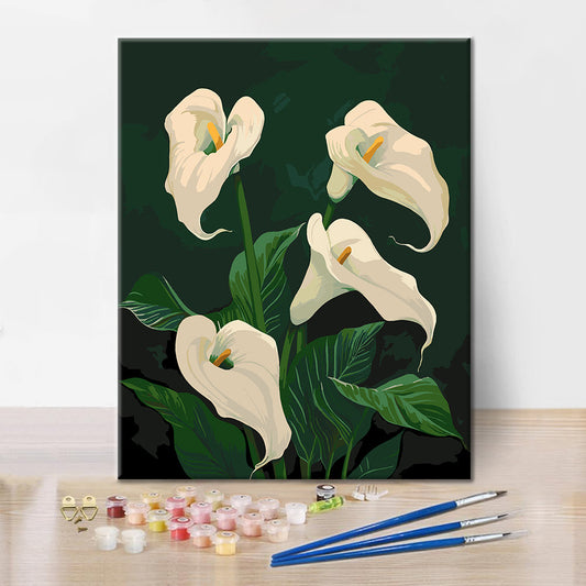 Blooming White Calla Lilies - Paint by Numbers