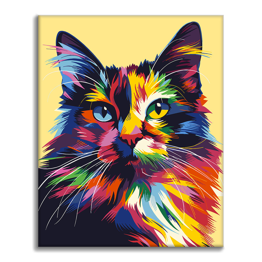 Colorful Cat Geometry - Paint by Numbers