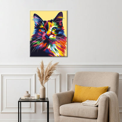 Colorful Cat Geometry - Paint by Numbers