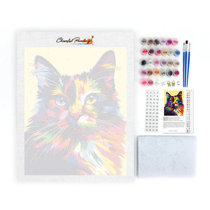 Colorful Cat Geometry - Paint by Numbers