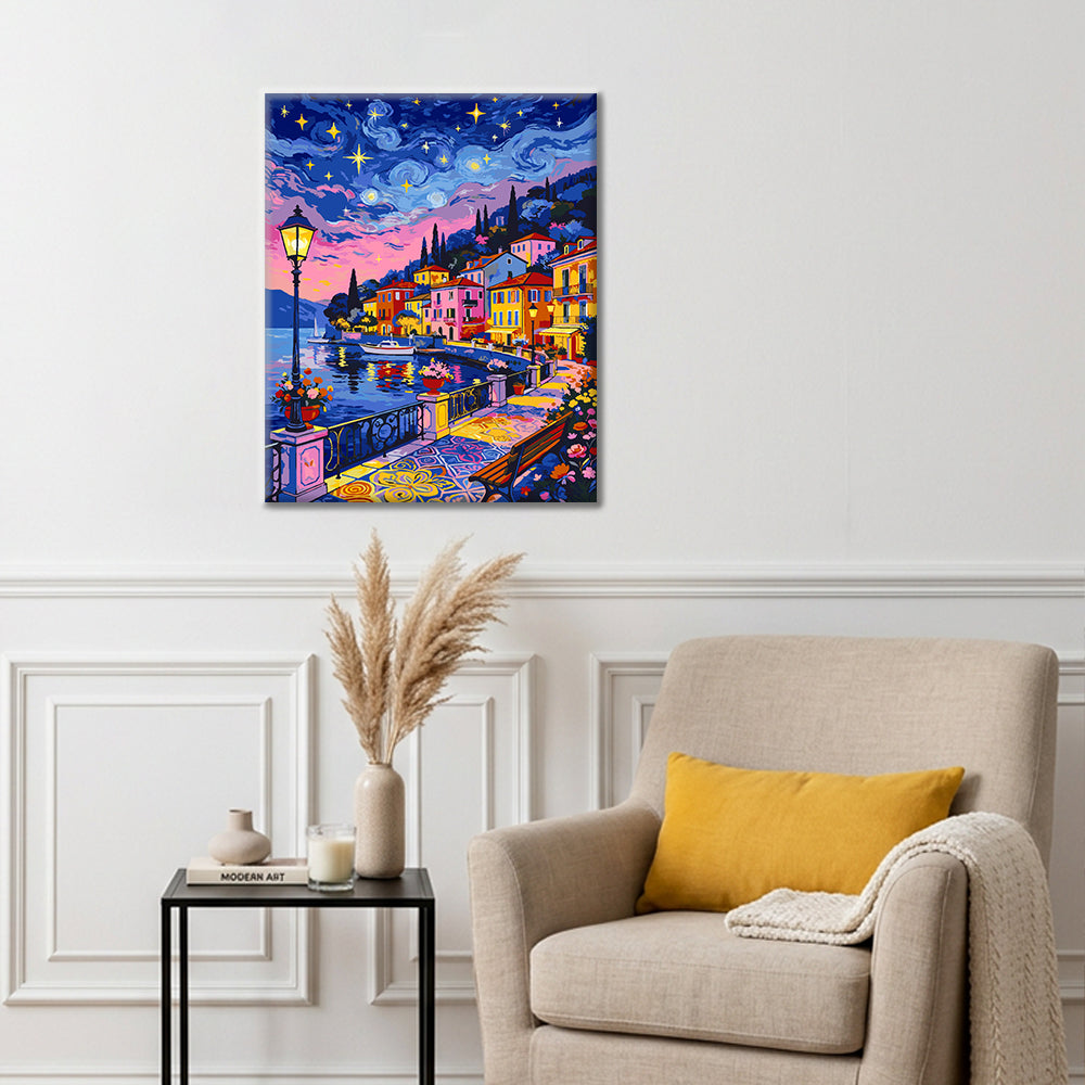 Moonlit Colorful Streets - Paint by Numbers