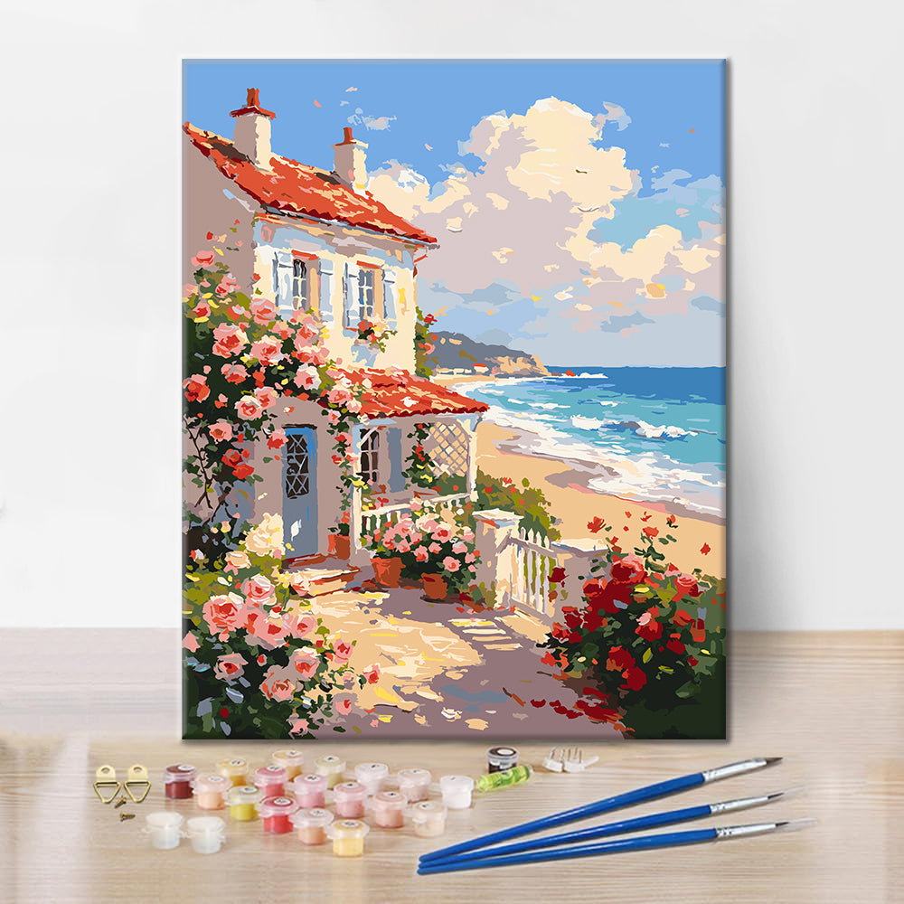 Seaside Rose Cottage - Paint by Numbers