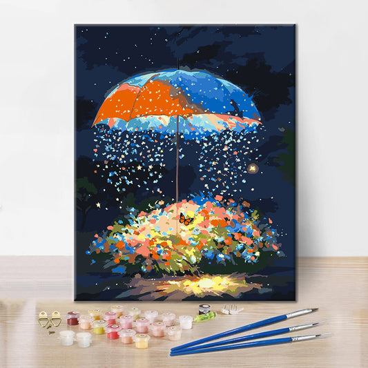 Starry Umbrella Garden - Paint by Numbers