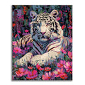 White Tiger and Flowers - Paint by Numbers