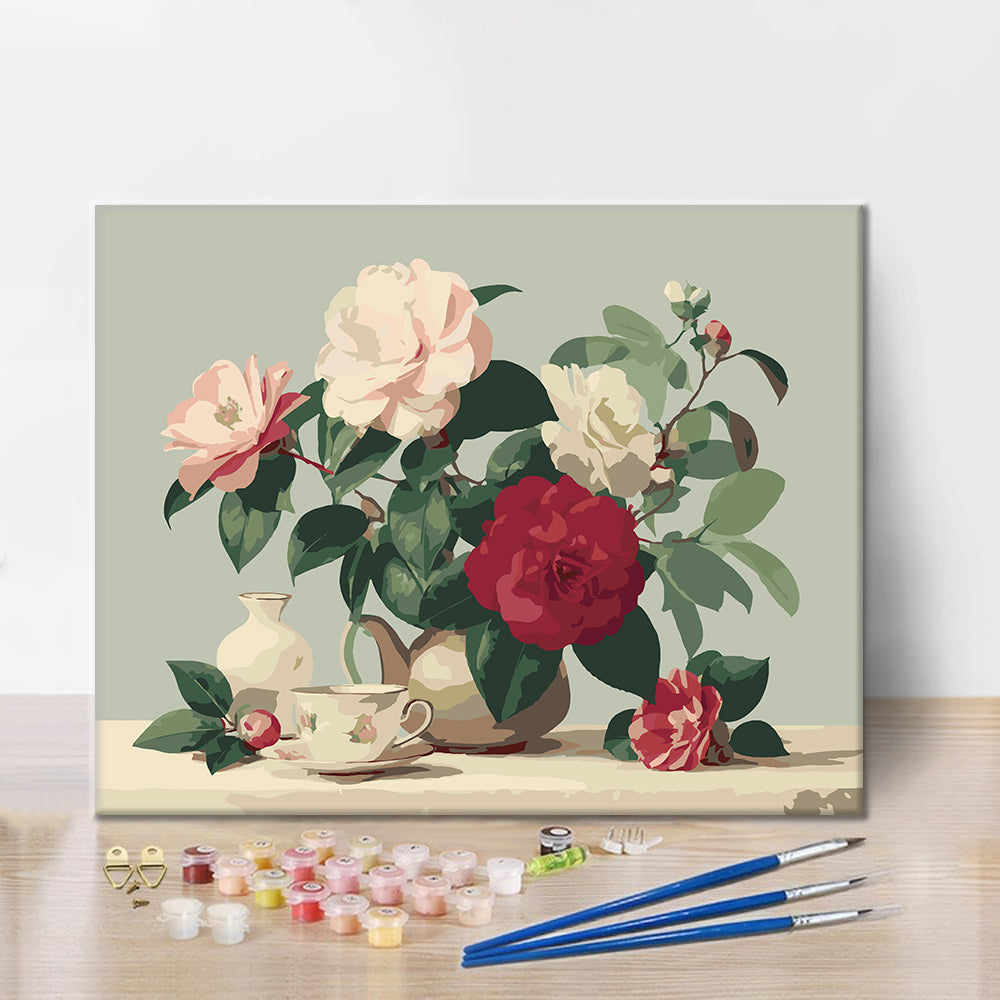 Elegant Camellias - Paint by Numbers