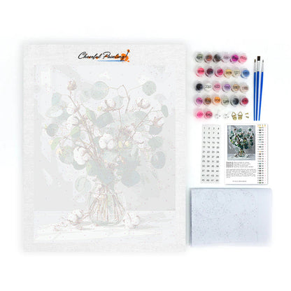 Eucalyptus and White Cotton - Paint by Numbers