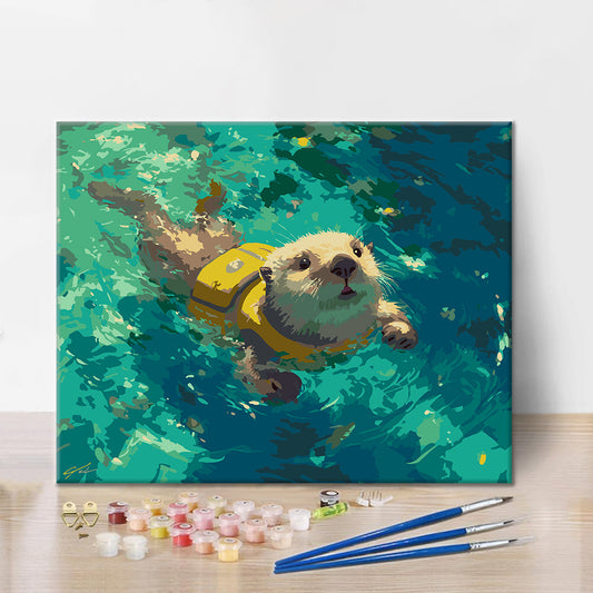 Playful Swim - Paint by Numbers