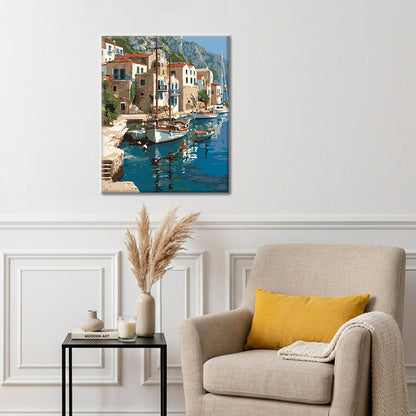 Sailboats at a Seaside Port - Paint by Numbers