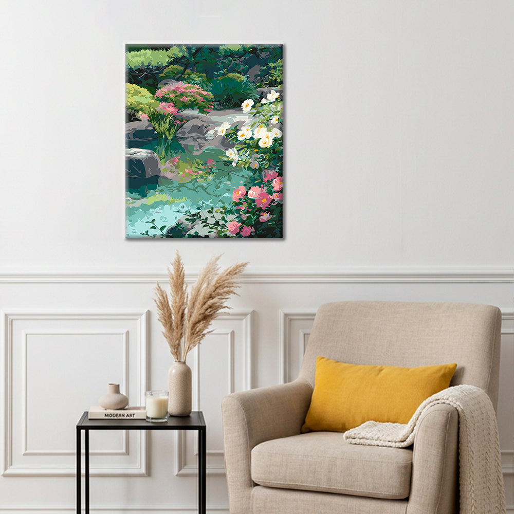 Serene Garden Reflections - Paint by Numbers