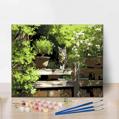 Sunny Garden Kitten - Paint by Numbers