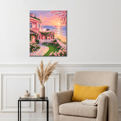 Sunset Garden Cottage - Paint by Numbers