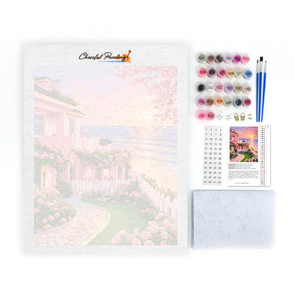 Sunset Garden Cottage - Paint by Numbers