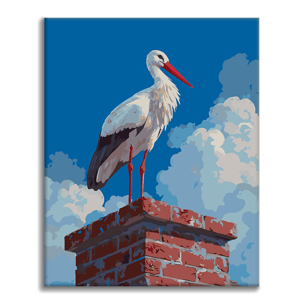 The Rooftop Stork - Paint by Numbers