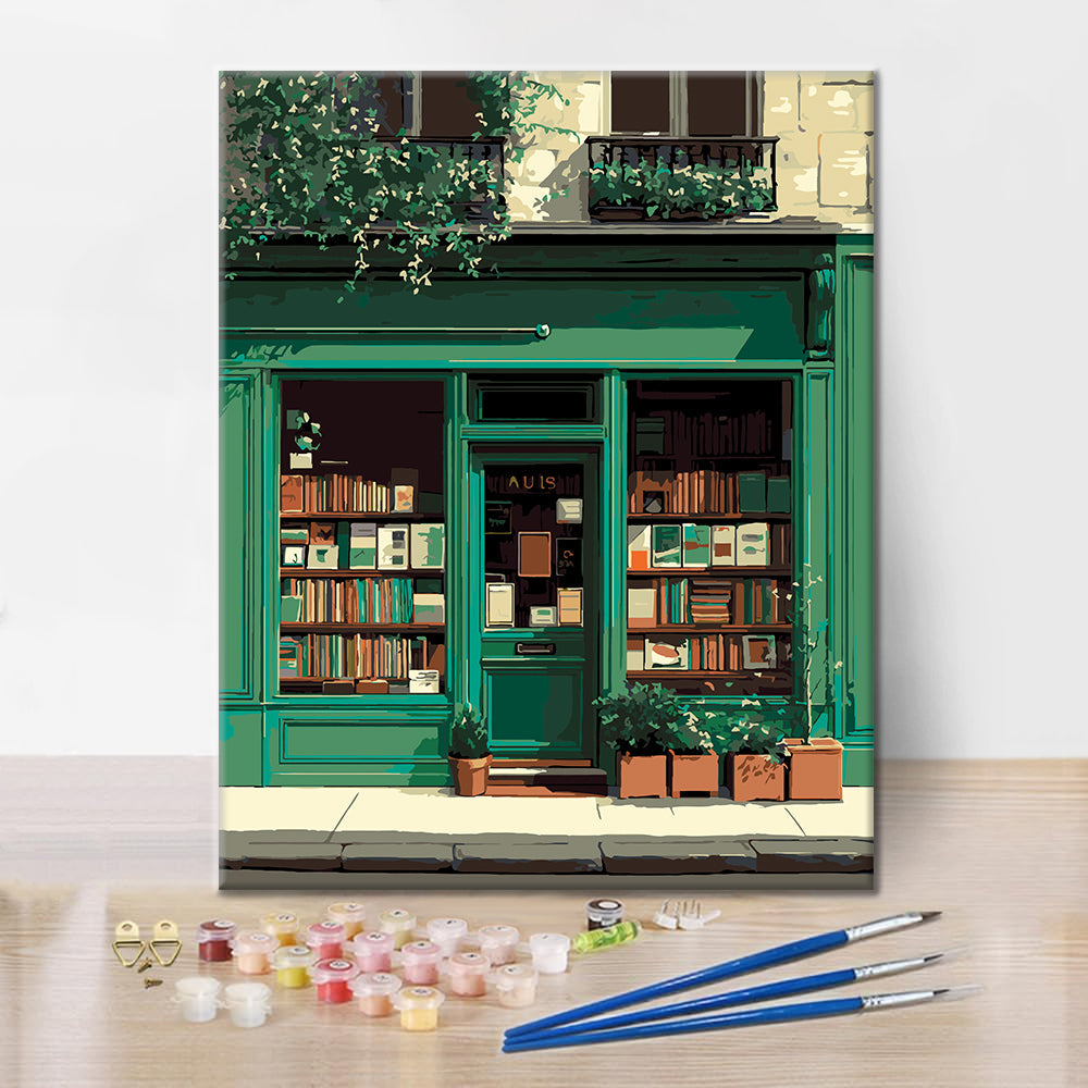 Vintage Green Bookstore - Paint by Numbers