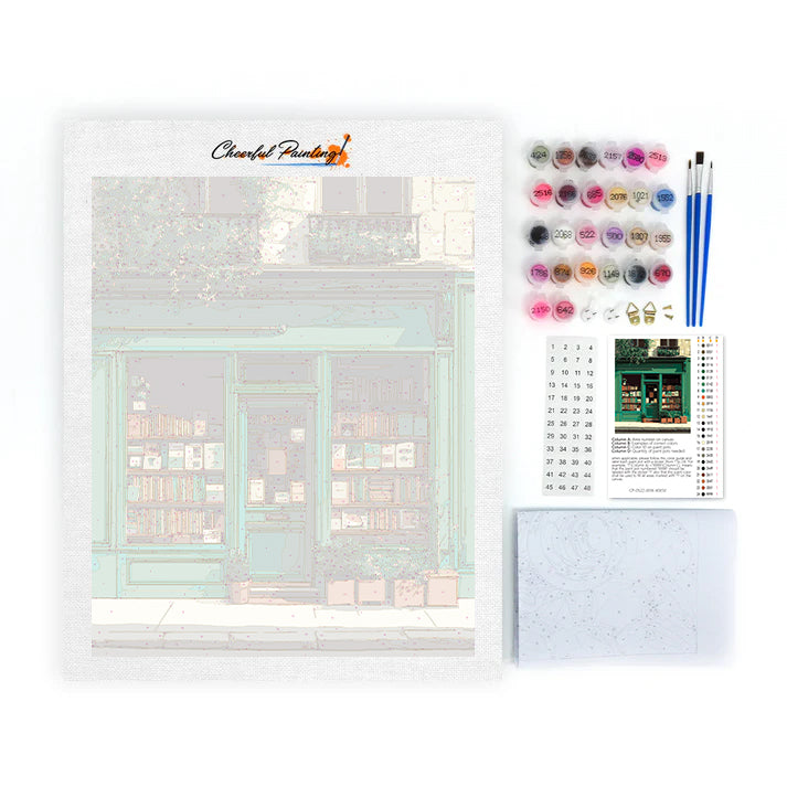 Vintage Green Bookstore - Paint by Numbers