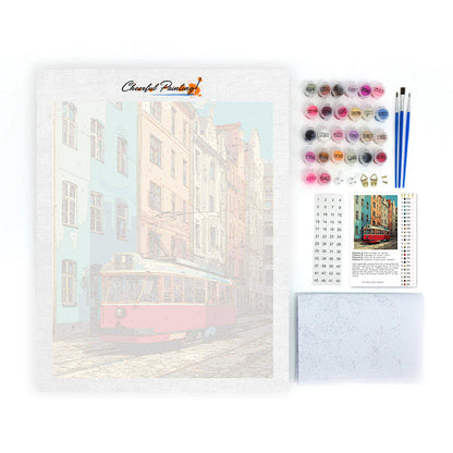 Vintage Red Tram - Paint by Numbers