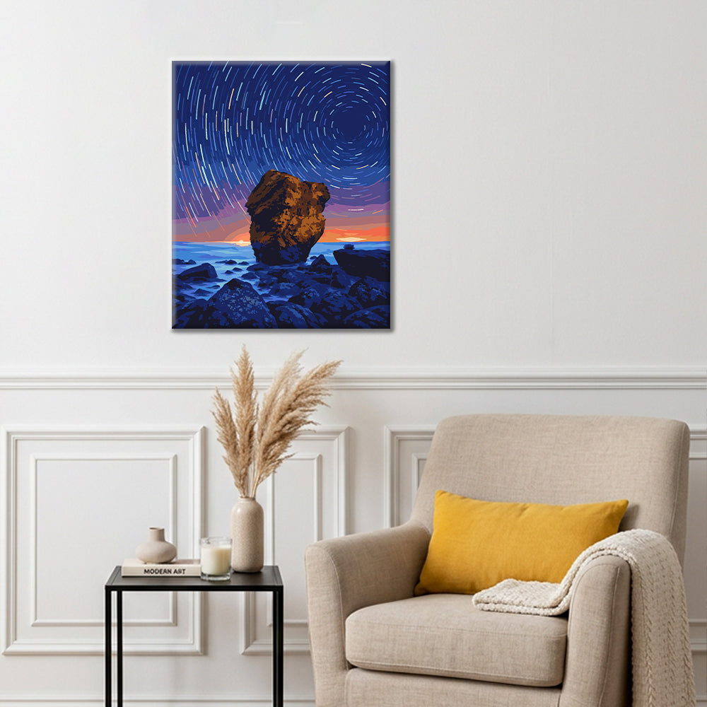 Star Trails Over the Sea - Paint by Numbers