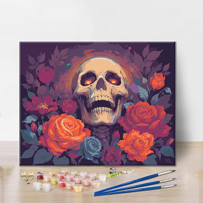 Blooming Skull Garden - Paint by Numbers