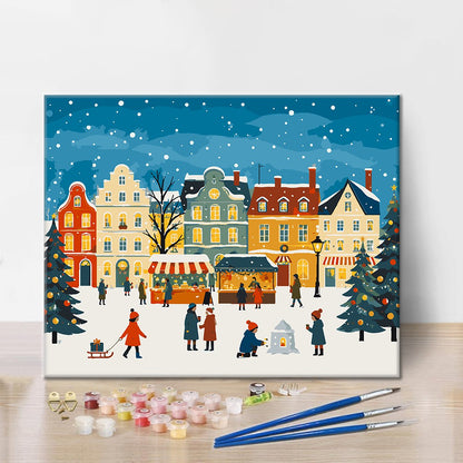 Christmas Market Village - Paint by Numbers