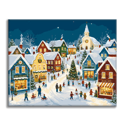Christmas Village Story - Paint by Numbers