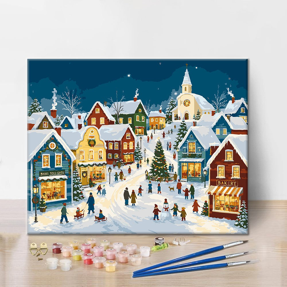 Christmas Village Story - Paint by Numbers