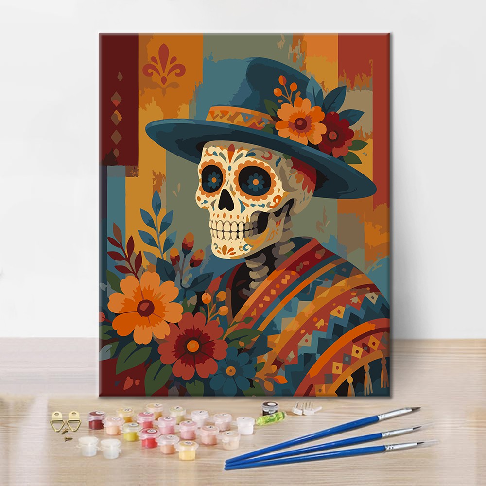 Floral Sugar Skull Feast - Paint by Numbers