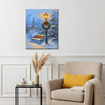 Holiday Lights in Snow - Paint by Numbers