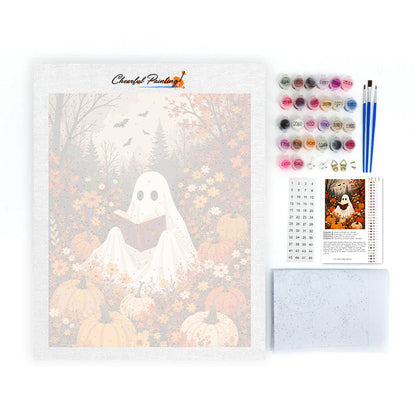 Pumpkin Ghost Reading - Paint by Numbers