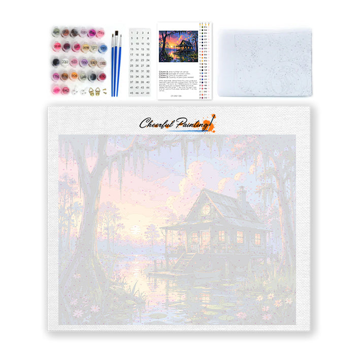 Sunset Cabin - Paint by Numbers