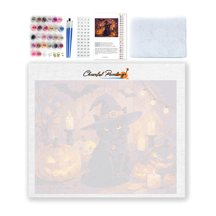 Witch & Black Cat Forest - Paint by Numbers