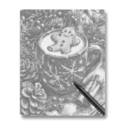 Gingerbread Man and Hot Tea - Dot Painting