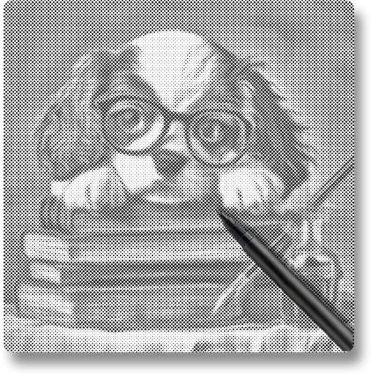 Bookish Puppy Charm - Dot Painting