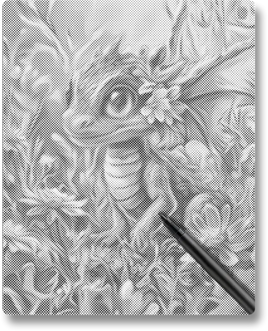 Colorful Dragon Amidst Blossoms - Dot Painting