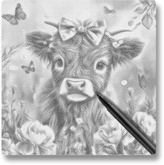 Adorable Highland Calf with Flowers - Dot Painting