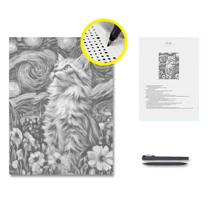 Starry Night Cat - Dot Painting