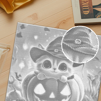 Pumpkin Cat With Hat - Dot Painting