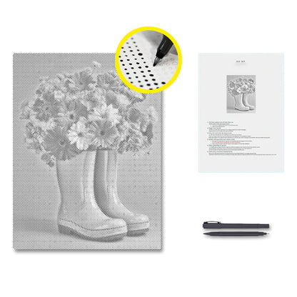 Rain Boots Flowers - Dot Painting