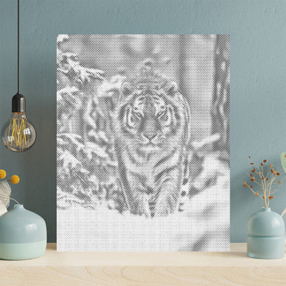 Siberian Tiger in Snow - Dot Painting